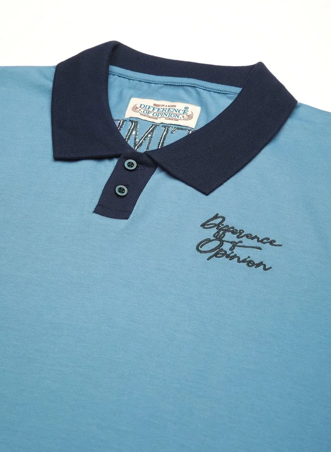 ديفيرينس أوف أوبينيون تيشيرت بولو مطرز بقصة مريحة للرجال